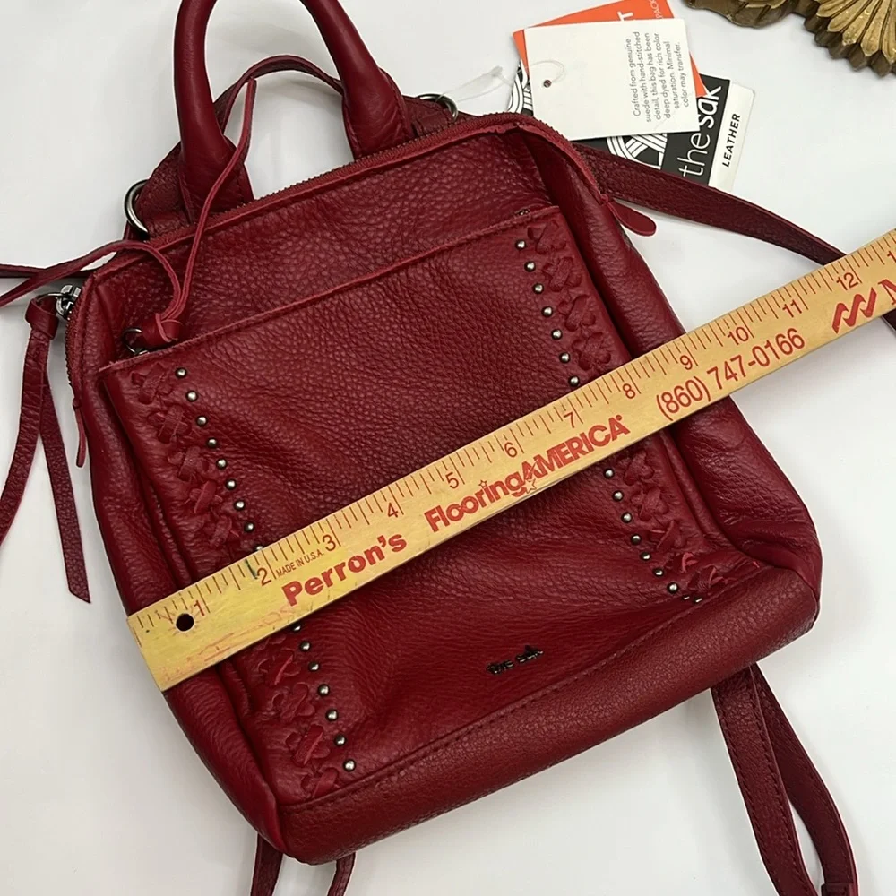 NWT The Sak Red Leather Backpack with Braided Detailing